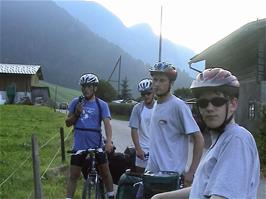 A fine photo of the group at Le Crêtet, Rossinière, 55.8 miles into the ride
